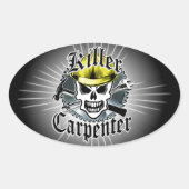timmerman schedel: killer timmerman ovale sticker (Voorkant)