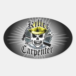timmerman schedel: killer timmerman ovale sticker