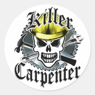 timmerman schedel: killer timmerman ronde sticker