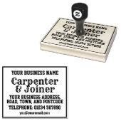 Timmerman & schrijnwerker met naam, adres, enz rubberstempel (Gestempeld)
