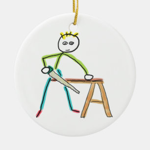 Timmerman Stickman Keramisch Ornament
