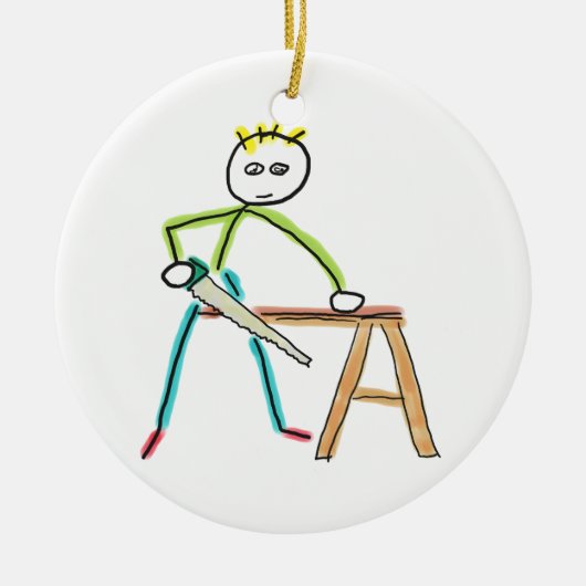 Timmerman Stickman Keramisch Ornament (Voorkant)