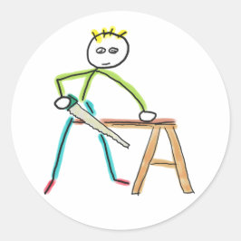 Timmerman Stickman Ronde Sticker