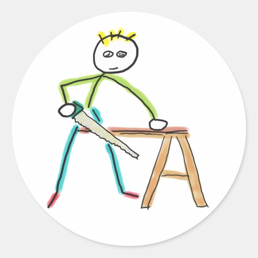 Timmerman Stickman Ronde Sticker (Voorkant)