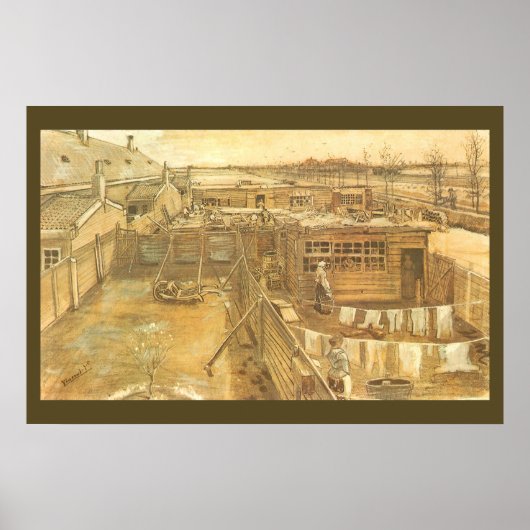 Timmermanswerf en Wasserij door Vincent van Gogh Poster (Voorkant)