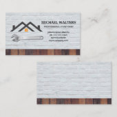 Timmermanswering gereedschap | Houten bakstenen mu Visitekaartje (Voorkant / Achterkant)