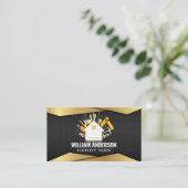 Timmermanswerktuigen en goud zwart metaal visitekaartje (Staand voorkant)