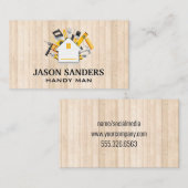 Timmermanswerktuigen en huisicoon | Houten latten Visitekaartje (Voorkant / Achterkant)