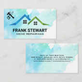 Timmermanswerktuigen en pictogram van het huisdak visitekaartje (Voorkant / Achterkant)