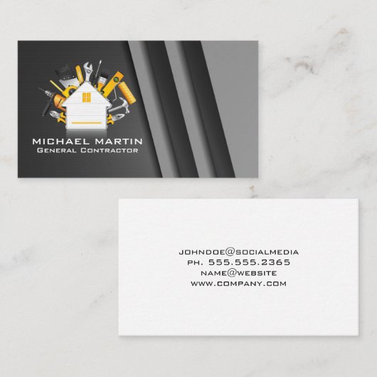 Timmermanswerktuigen voor thuis | Aannemer Visitekaartje (Voorkant / Achterkant)