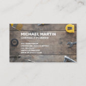 Timmermanswerktyggelegd op houten tafel visitekaartje (Voorkant)