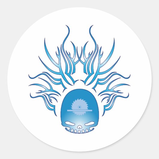 timmerschedel ronde sticker (Voorkant)