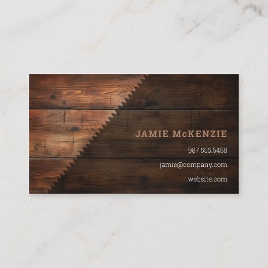 Timmerwerk Bouw Houten rustieke houtzaag Visitekaartje (Achterkant)