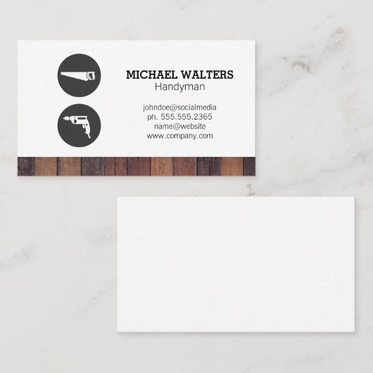 Timmerwerktuigen | Bouwer Visitekaartje (Voorkant / Achterkant)