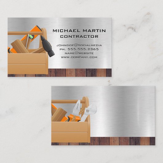Timmerwerktuigen | Hout en metaal Visitekaartje (Voorkant / Achterkant)