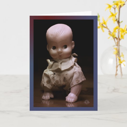 Timmy, de griezelige Halloween pop, kruipt. Kaart (Gele Bloem)