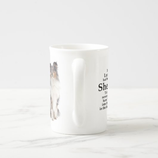 Timmy's Blue Merle Sheltie Bone China Mok (Achterkant)