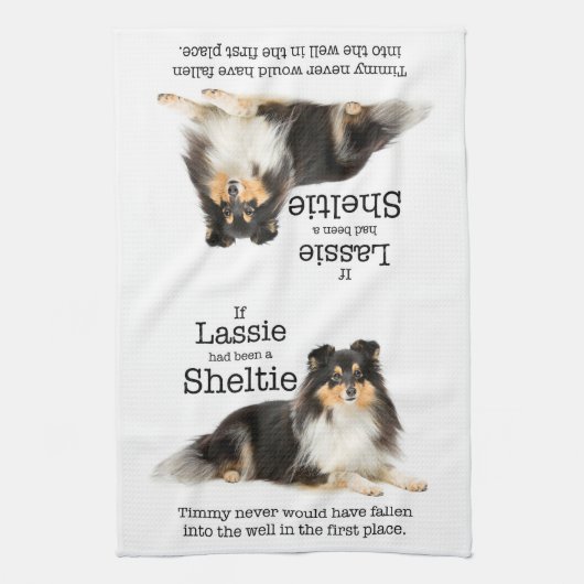 Timmy's Blue Merle Sheltie Kitchen Towel Theedoek (Verticaal)
