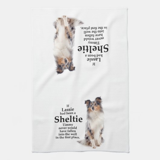 Timmy's Blue Merle Sheltie Kitchen Towel Theedoek (Verticaal)