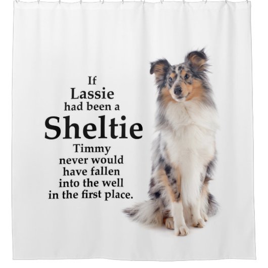 Timmy's Blue Merle Sheltie Shower Curtain Douchegordijn (Voorkant)