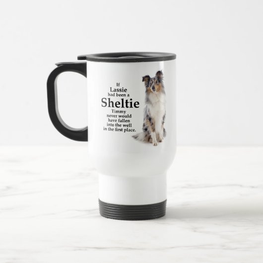 Timmy's Blue Merle Sheltie Travel Mug Reisbeker (Links)
