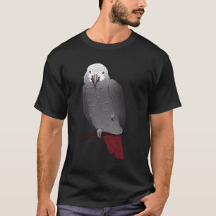 Timneh Afrikaanse grijze papegaai zittend op een t T-shirt