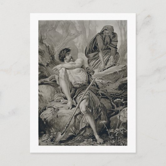 Timon en Apemantus, uit Timon van Athene, door Wil Briefkaart (Voorkant)