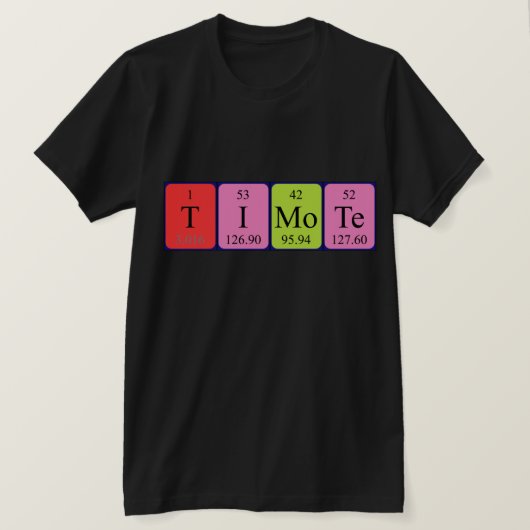 Timote periodieke lijstnaam shirt (Design voorkant)