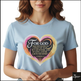 Timoteüs 1:7 Schrift Neon Veer Hart T-shirt