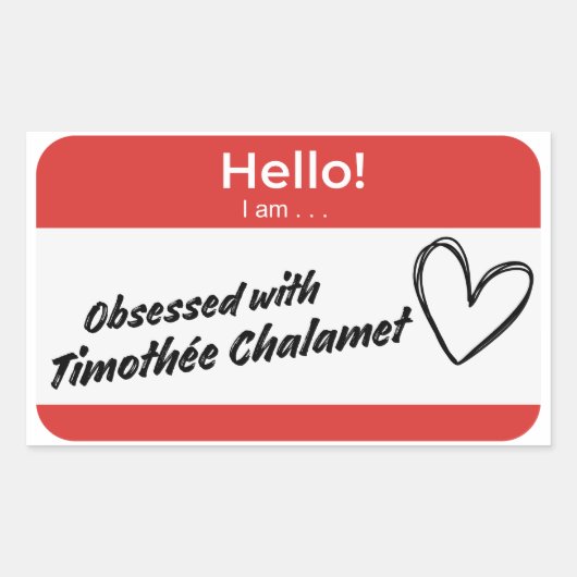 Timothée Chalamet Nametag Rechthoekige Sticker (Voorkant)