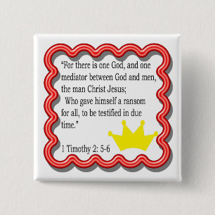 Timothy 2: 5- 6 lijst met kroonknop vierkante button 5,1 cm