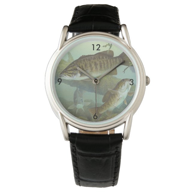 Timothy Knepp schilderij "Smallmouth Bass" Horloge (Voorkant)