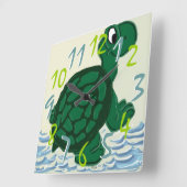 Timothy the Turtle Vierkante Klok (Hoek)