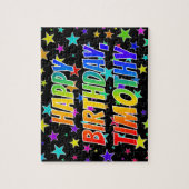 "TIMOTHY" voornaam, geun "HAPPY BIRTHDAY" Legpuzzel (Verticaal)