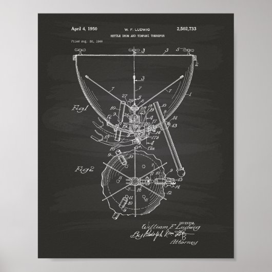 Timpani 1950 Patent Art - Chalkboard Poster (Voorkant)