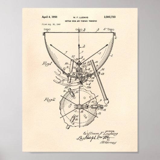 Timpani 1950 Patent Art - Old Peper Poster (Voorkant)
