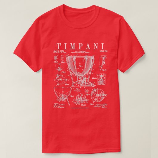 Timpani Ketel Drum  Patent Timpanist Drawi T-shirt (Design voorkant)