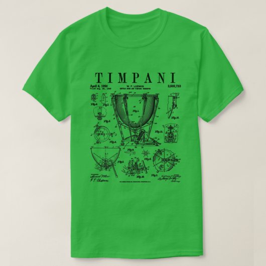 Timpani Ketel Drum  Patent Timpanist Drawi T-shirt (Design voorkant)