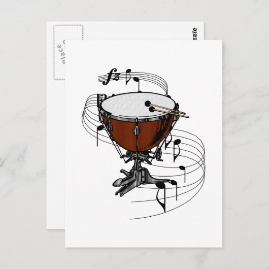 Timpani (Kettle Drum) Briefkaart (Voorkant / Achterkant)