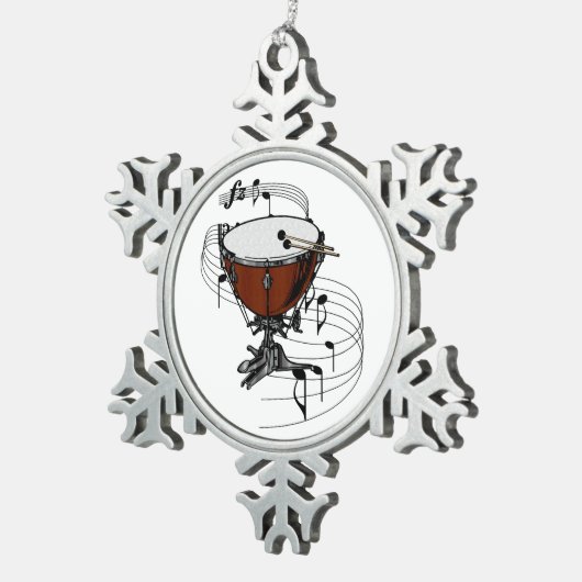 Timpani (Kettle Drum) Tin Sneeuwvlok Ornament (Rechts)