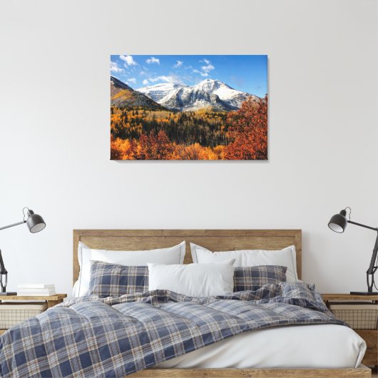 Timpanogos in de herfst van het Utah-gebergte Canvas Afdruk (Insitu (Slaapkamer))