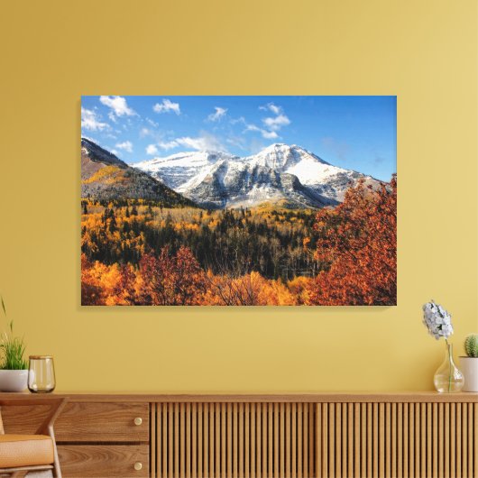 Timpanogos in de herfst van het Utah-gebergte Canvas Afdruk (Insitu (Woonkamer))