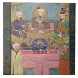 Timur (1336-1405), Babur (1483-1530, r.1526-30) en Tegeltje