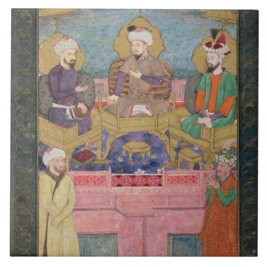 Timur (1336-1405), Babur (1483-1530, r.1526-30) en Tegeltje (Voorkant)