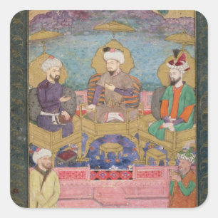 Timur (1336-1405), Babur (1483-1530, r.1526-30) en Vierkante Sticker