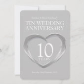 Tin 10th bruiloft hartritmefeesten nodigt uit kaart (Voorkant)