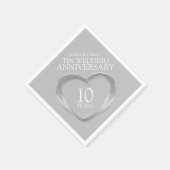 Tin 10th Bruiloft Jubileum hart namen servetten (Hoek)