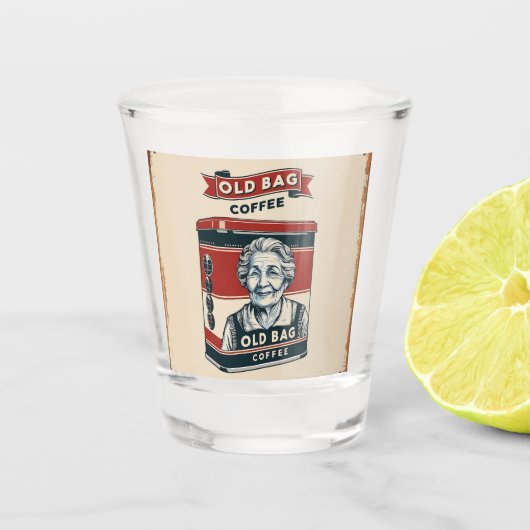 Tin Adverteren teken voor oude koffietas Shot Glas (Voorkant)