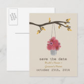 Tin blikje rode bloemen vallen bruiloft save the d aankondigingskaart (Voorkant / Achterkant)