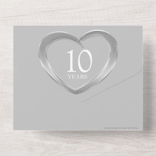 Tin bruiloft 10 jaar feesten all in one uitnodiging (Achterkant)